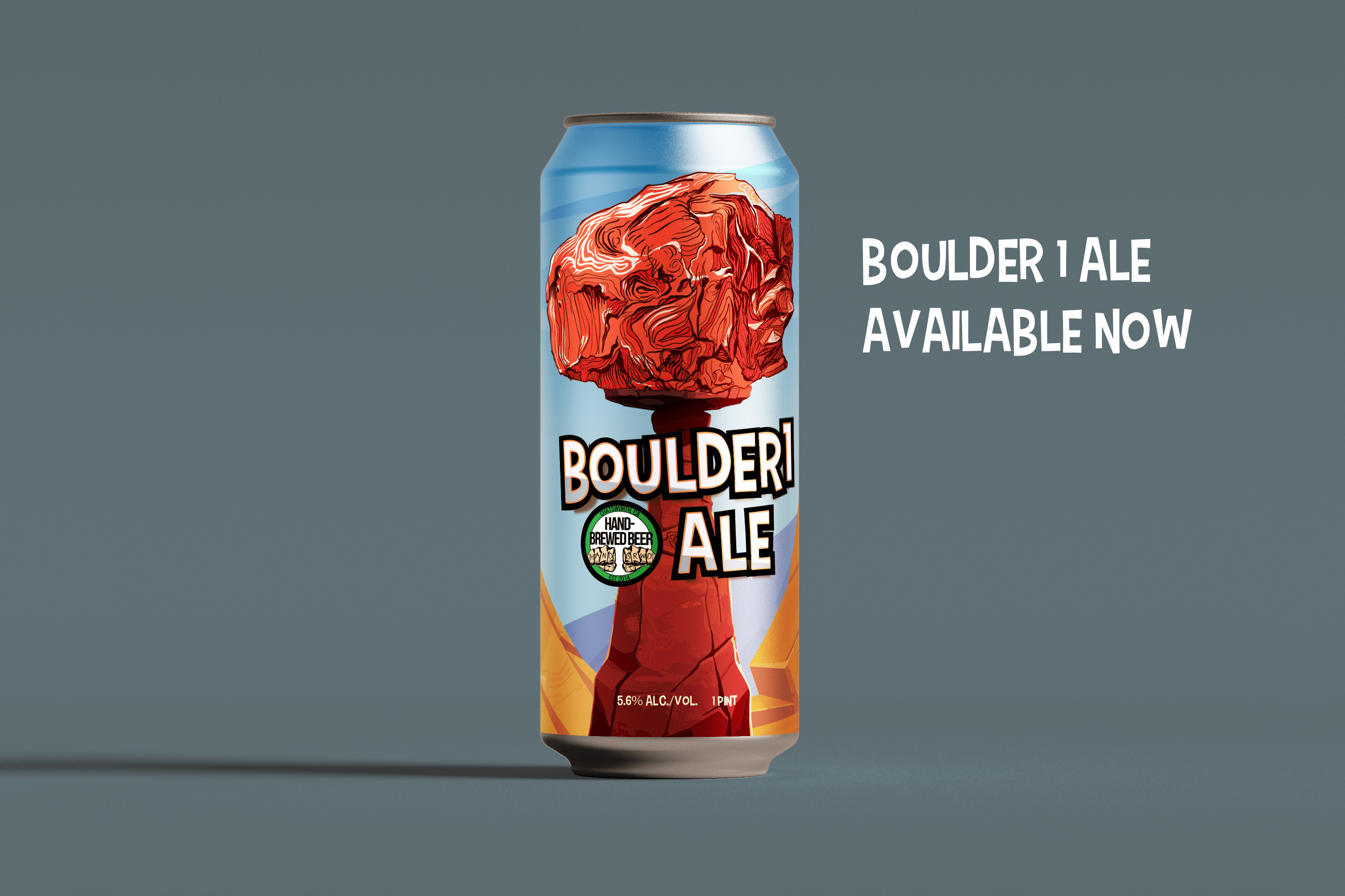 Hand Brewed Beer Boulder Ale promotional can artwork