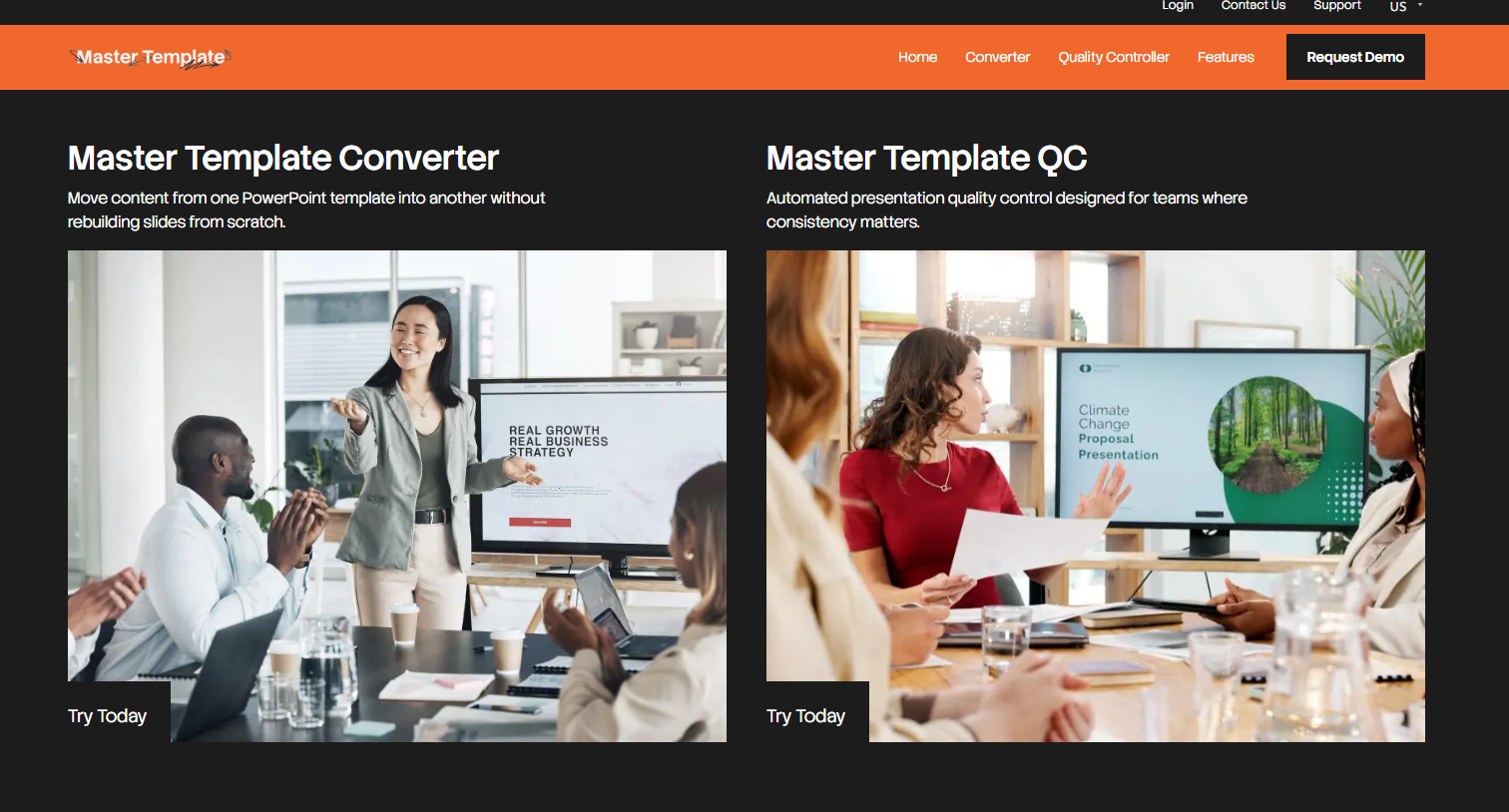 Master Template product features page