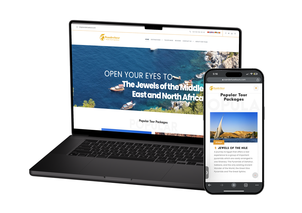 WanderLuxe website mockup