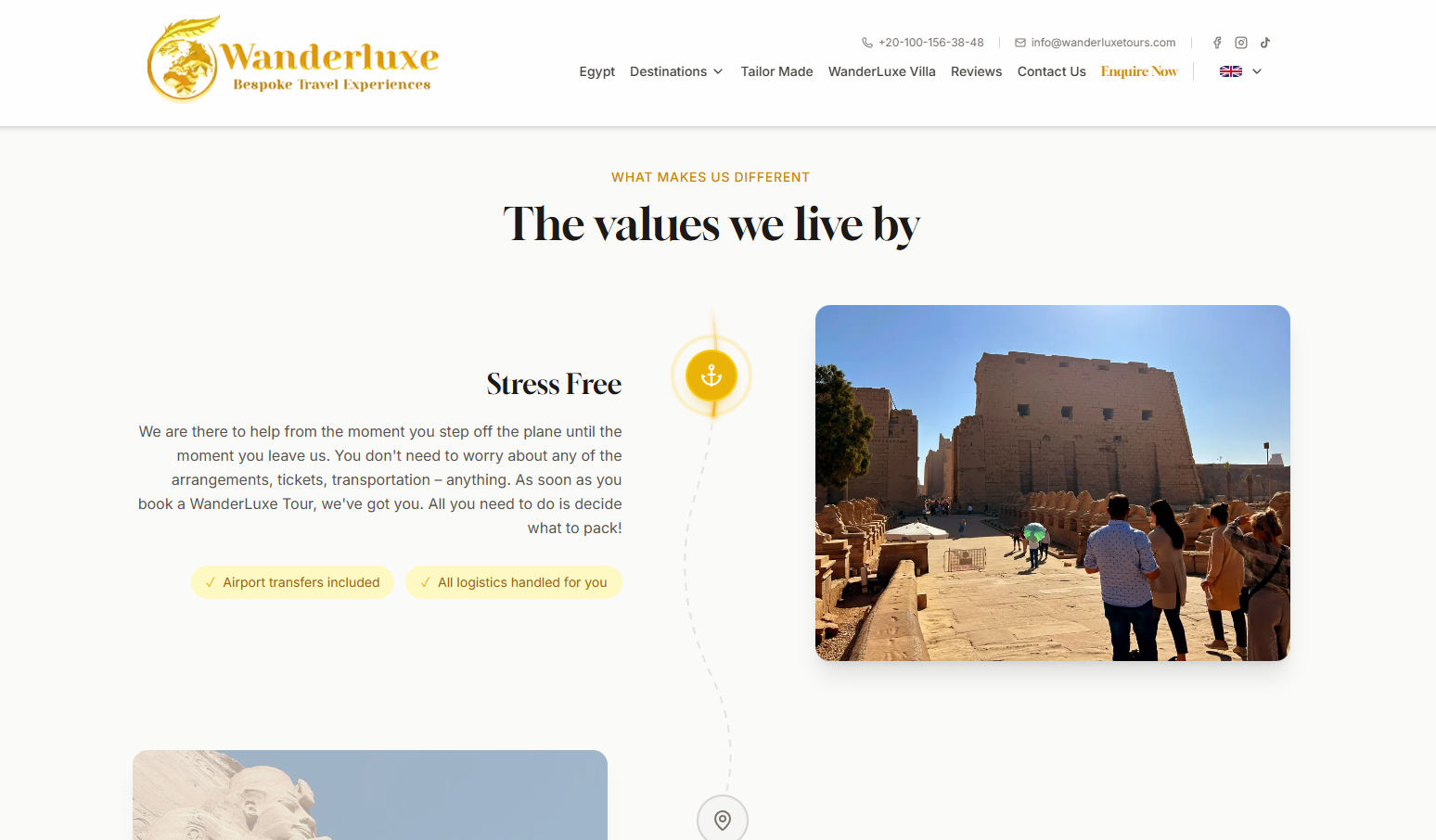 WanderLuxe tour page design
