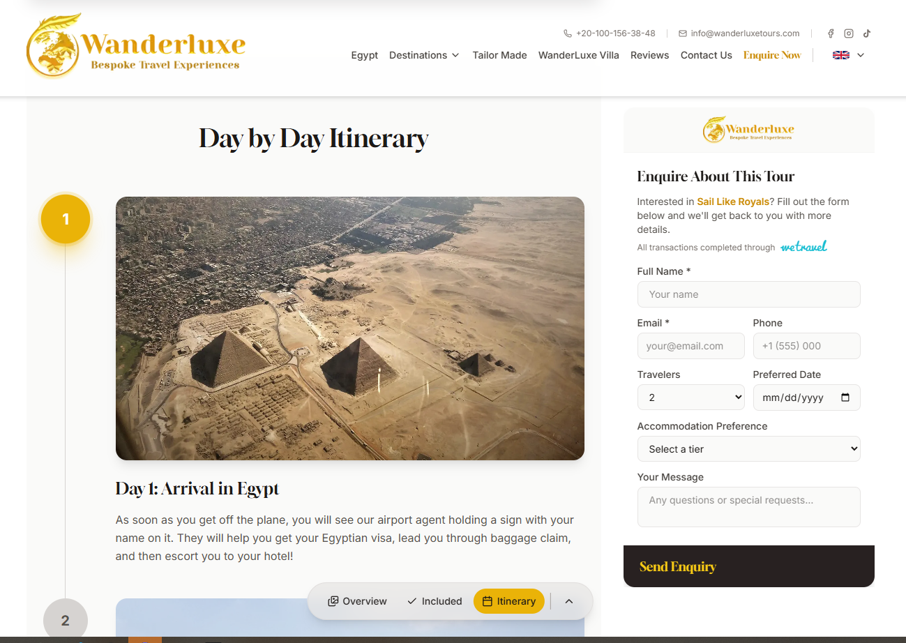WanderLuxe website design